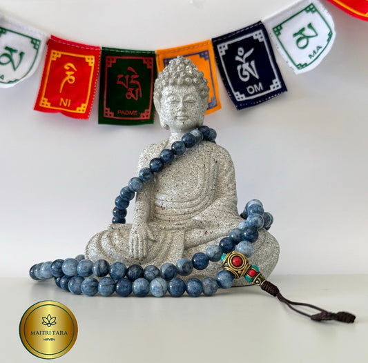 Emotional Clarity - 108 Devil Blue Aquamarine Stone Mala