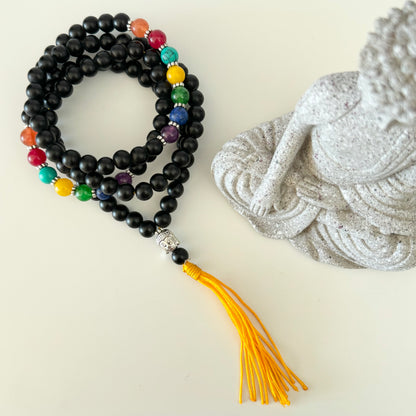 108 Black Onyx 7 Chakras Mala