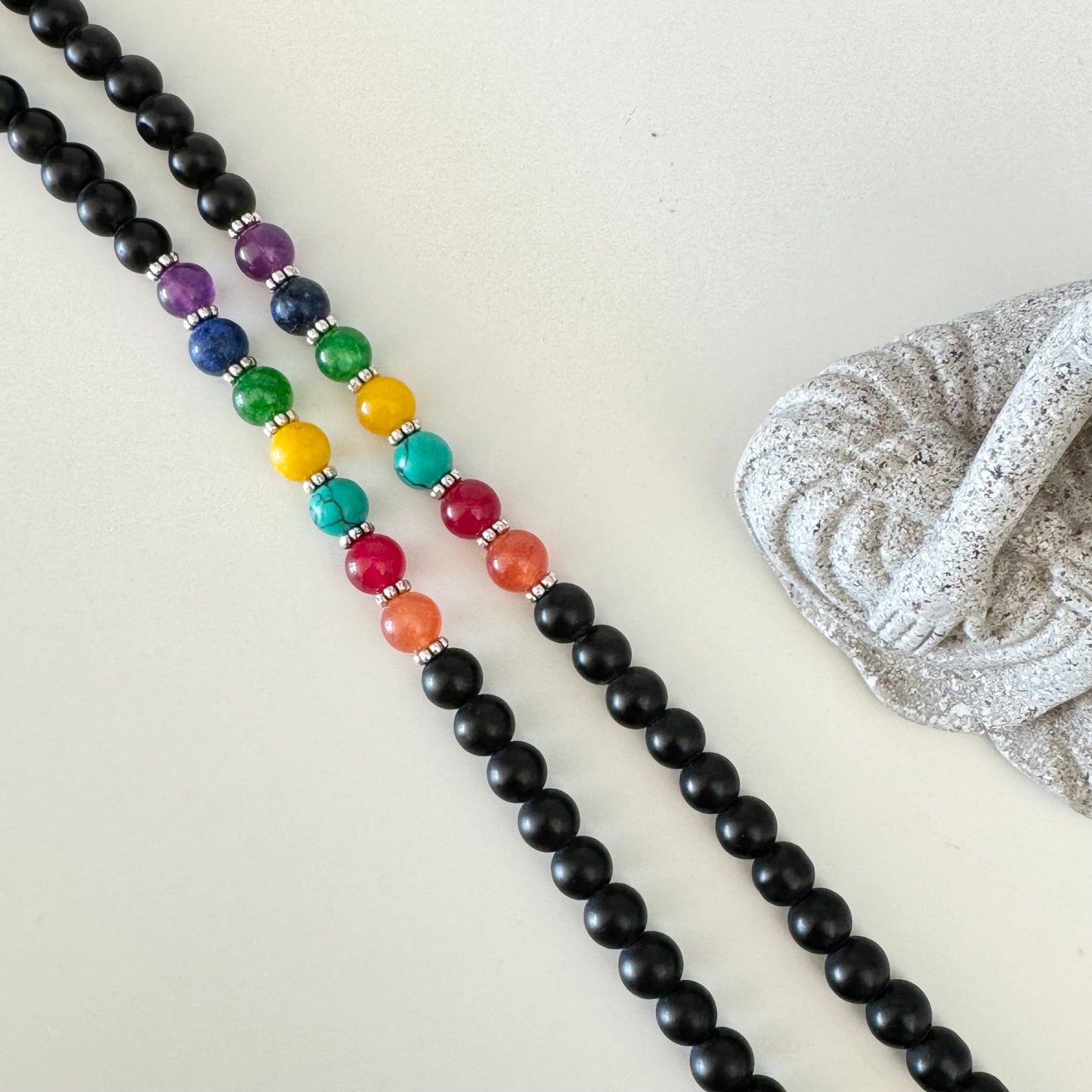 108 Black Onyx 7 Chakras Mala