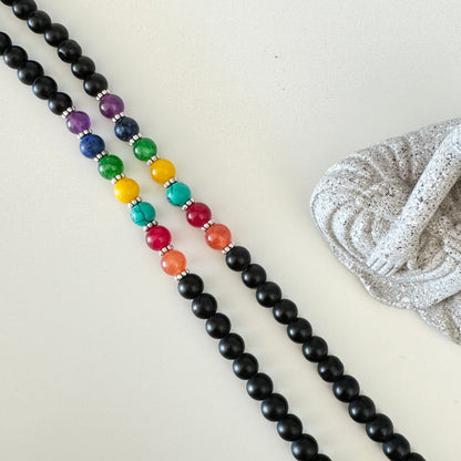 108 Black Onyx 7 Chakras Mala