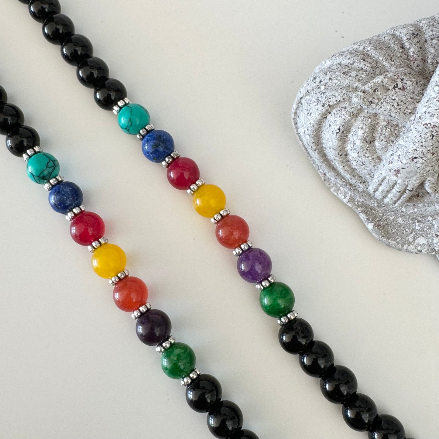 108 Black Onyx 7 Chakras Mala