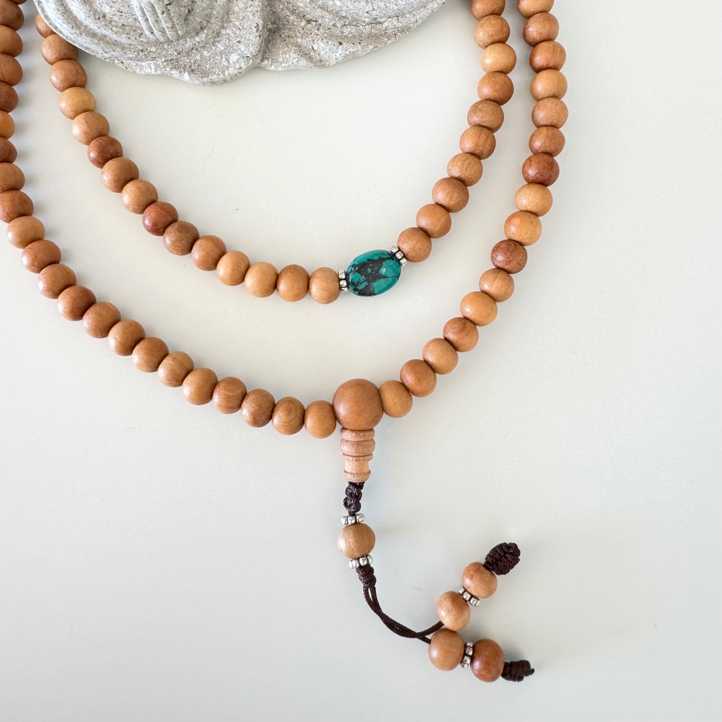 108 Sandalwood and Turquoise Mala