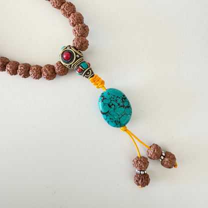 108 Rudraksha & Turquoise Mala